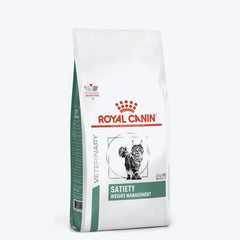 Royal Canin Veterinary Diet Satiety Weight Management cat food bag on a white background