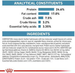 Nutritional label with protein, fat, and fiber content percentages on a blue background.
