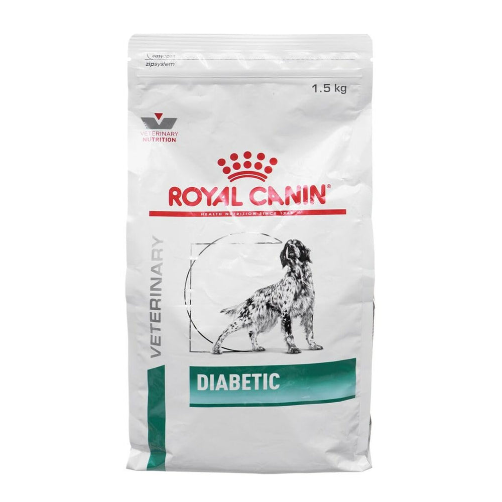 Royal Canin Veterinary Diet Diabetic dog food package on a white background