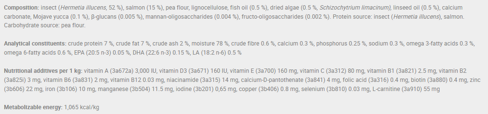 Calibra Hypoallergenic Wet Dog Food Insect Rich in Salmon.