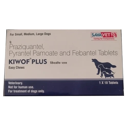 Box of Kiwof Plus tablets for dogs with Savavet branding