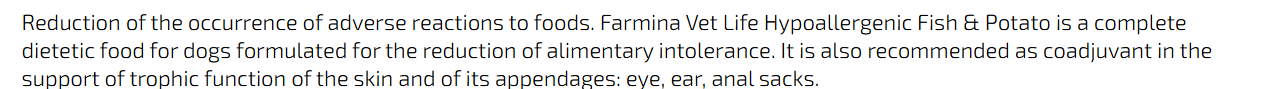 Farmina Vet Life Hypoallergenic Fish & Potato Dog Food.