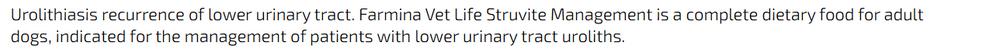 Farmina Vet Life Struvite Management Dog Food.