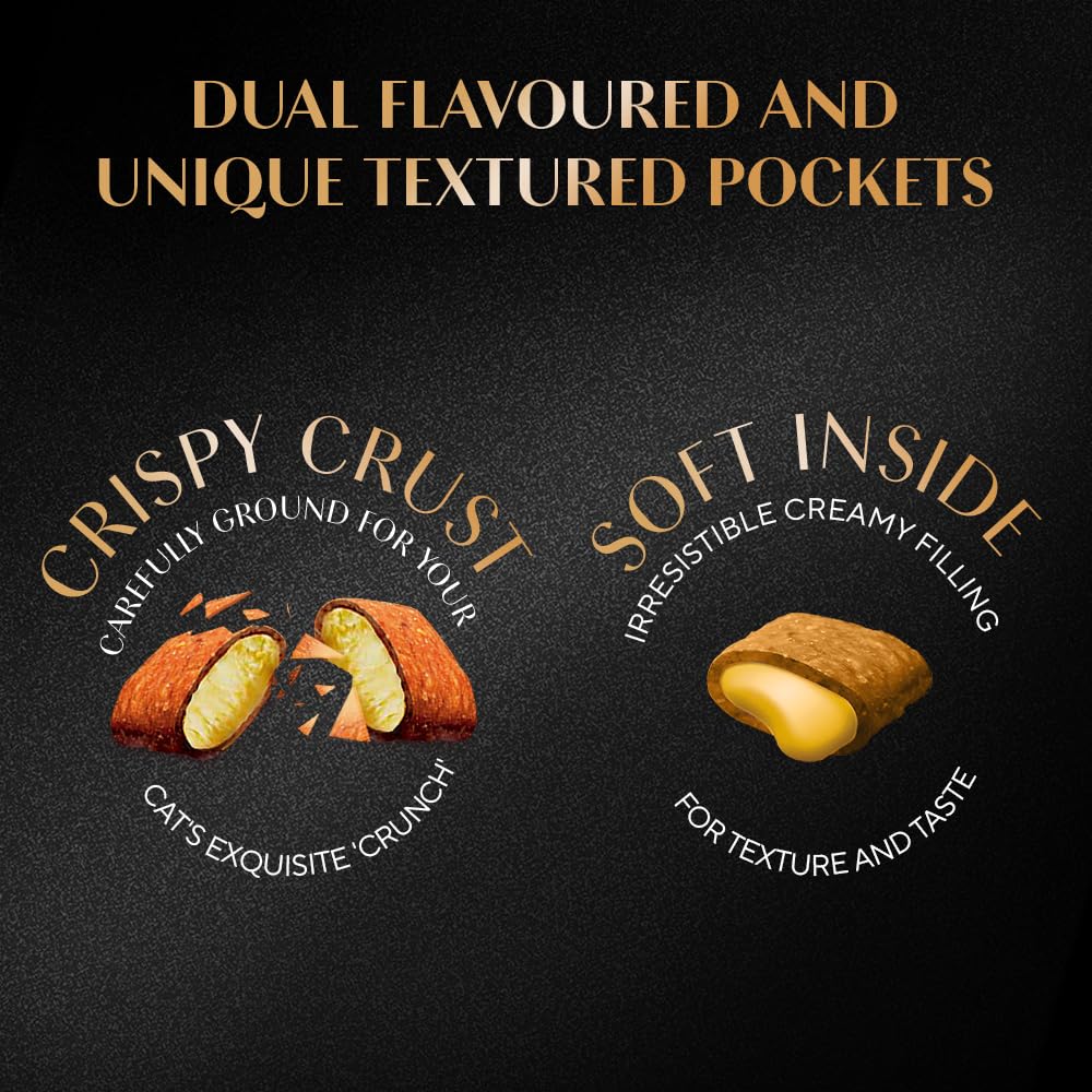 Product advertisement with 'Crispy Crust' and 'Soft Inside' text on a dark background