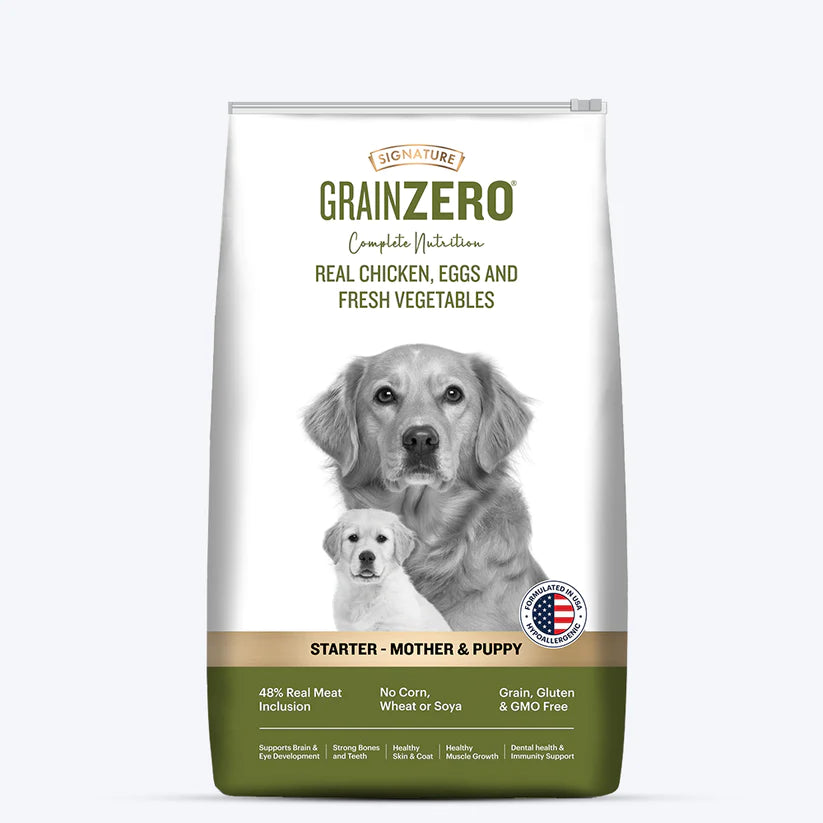 Signature Grain Zero Chicken, Egg & Vegetables Starter Dog Food – For Mother & Puppy.