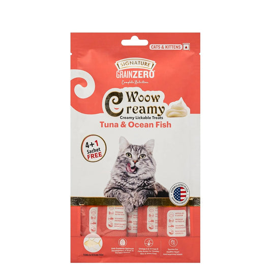Signature Grain Zero Woow Creamy Tuna & Ocean Fish Lickable Treats for Cat & Kitten – 75 g.