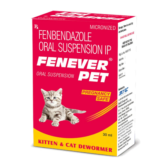 Fenever Pet kitten and cat dewormer packaging on a white background