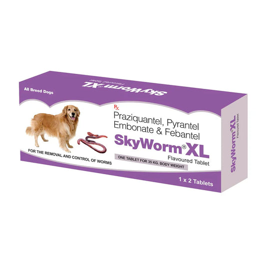 Box of Sky Worm XL for dogs on a white background