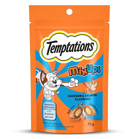 Temptations cat treat package with orange background