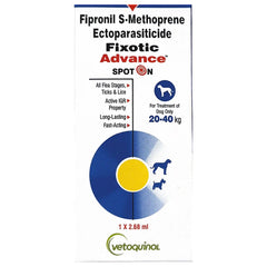 Vetoquinol Fixotic Advance Spot On packaging for dogs on a white background