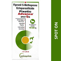 Vetoquinol Fixotic Advance Spot On for dogs packaging on a white background