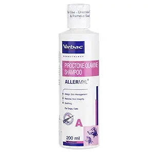 Virbac AllerMyl shampoo bottle on a white background