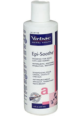 Shampoo bottle labeled 'Epi-Soothe' by Virbac on a white background