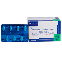 Cephalixin tablets packaging with blue and white design
