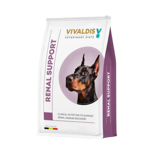 Vivaldis Veterinary Diets Renal Support dog food package on a white background