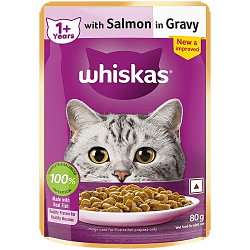 Whiskas Adult Wet Cat Food – Salmon in Gravy – 80g.