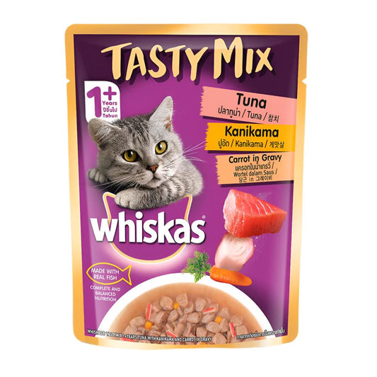 Whiskas Tuna with Kanikama and Carrot in Gravy for Adult Cats.