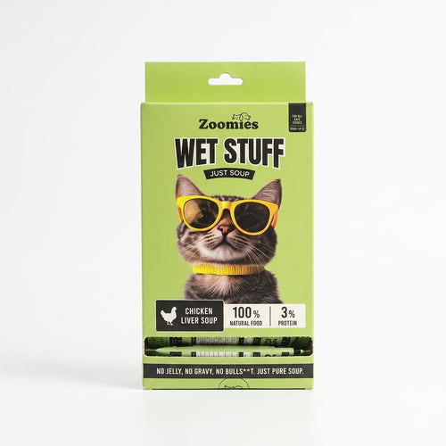 Zoomies Wet Stuff Chicken Liver Cat Soup 50g pouch front view