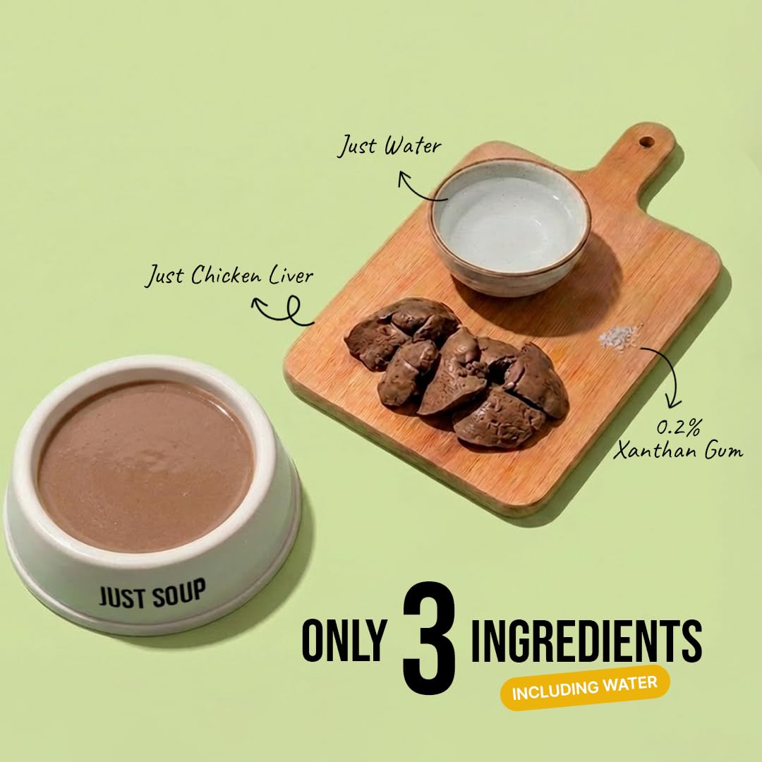 Cat bowl filled with Zoomies Wet Stuff Chicken Liver Cat Soup 50g