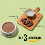 Cat bowl filled with Zoomies Wet Stuff Chicken Liver Cat Soup 50g