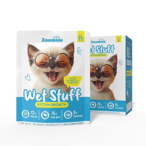 Zoomies Wet Stuff Kitten Growth Wet Food for Kittens 85g pouch front view