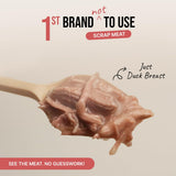 Zoomies Wet Stuff Lite Duck Breast in Bone Broth wet food texture with real duck shreds