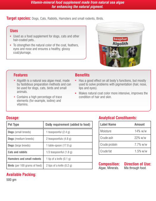 Beaphar Algolith Dog & Cat Supplement – 500g - dspetstore.com