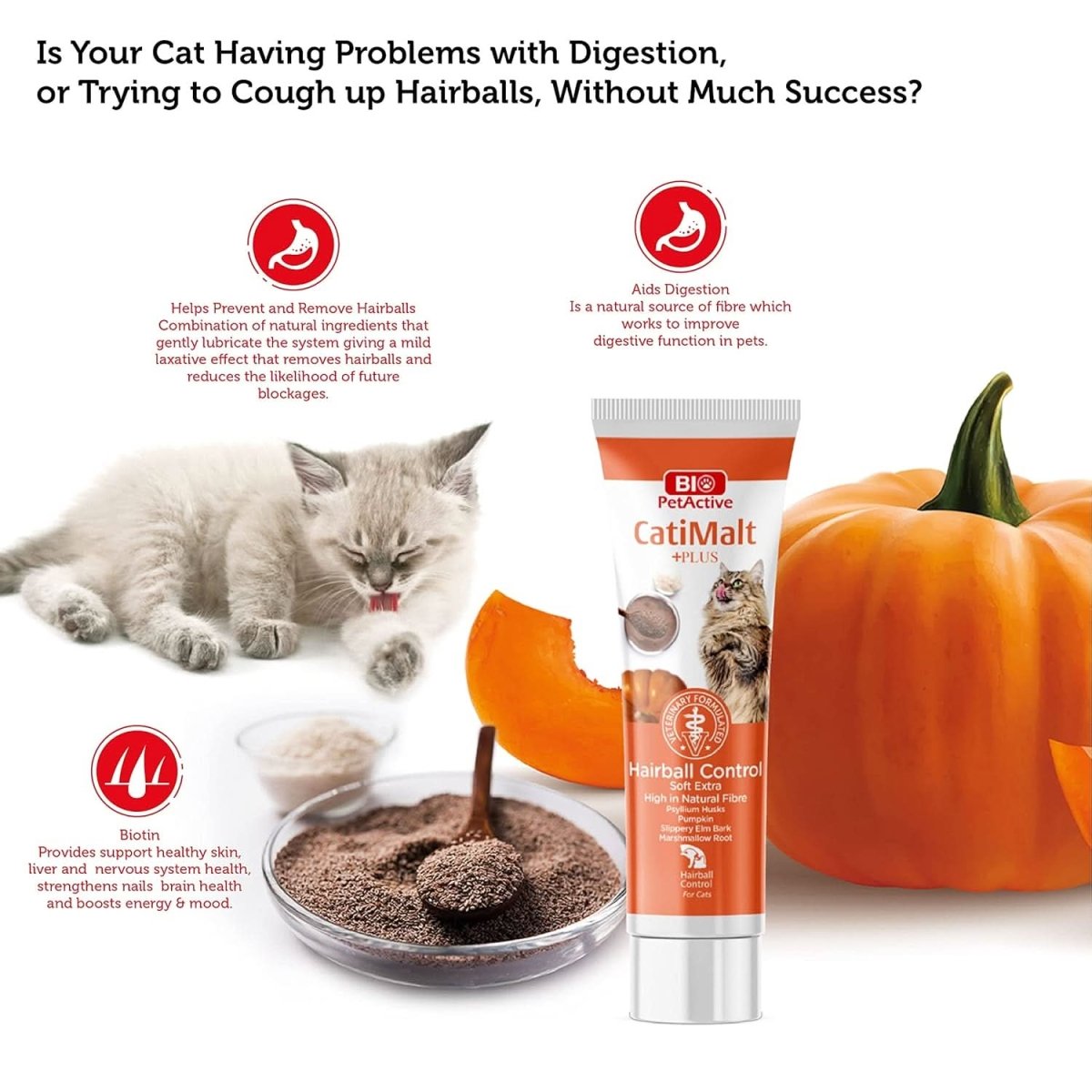Bio PetActive Catimalt Plus Hairball Control For Cats (100ml) - dspetstore.com