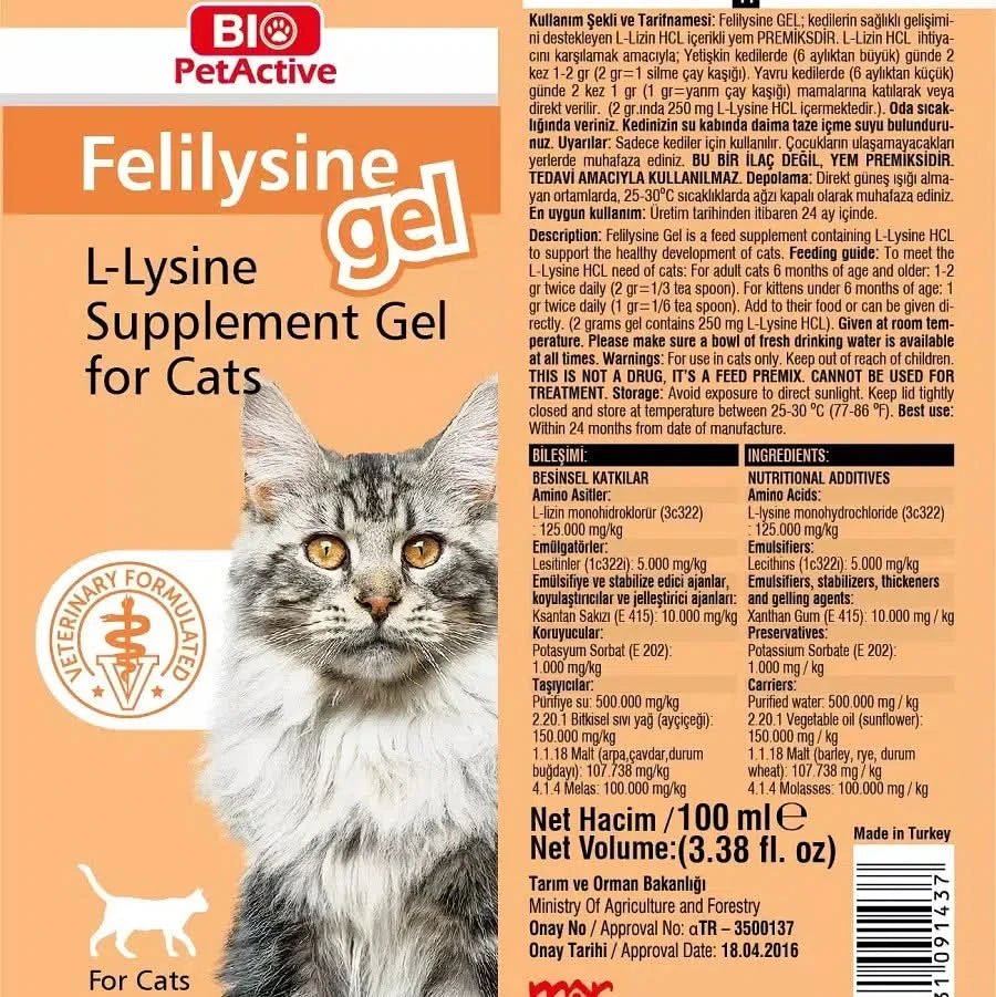 Biopetactive Felilysine Gel for cats & kittens, 100ml - dspetstore.com