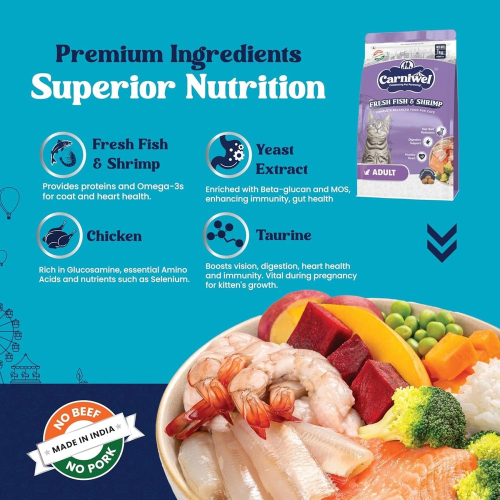 Carniwel Fresh Fish and Shrimp For Adult Cat Dry Food - dspetstore.com