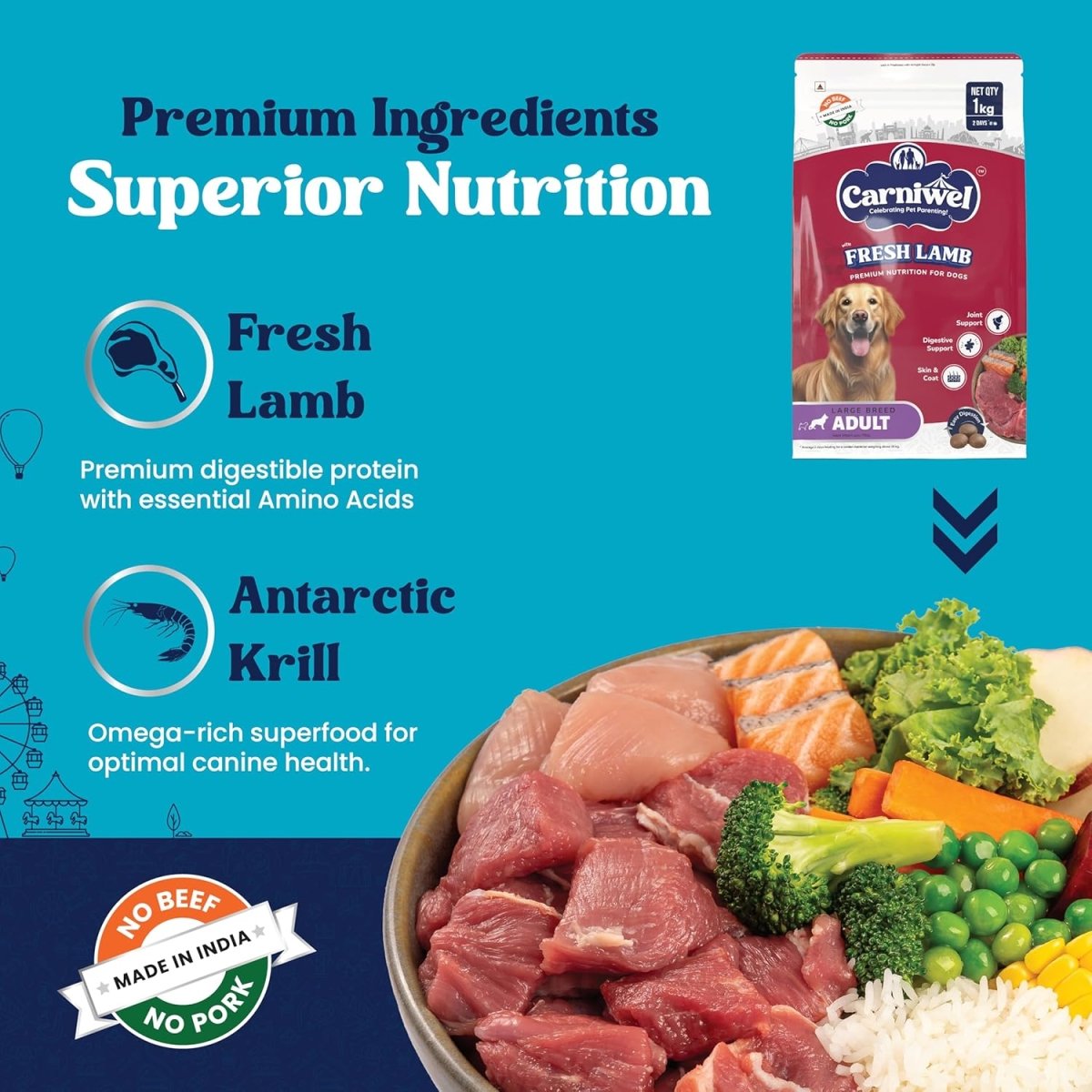 Carniwel Fresh Lamb Adult Large Breed Dry Dog Food - dspetstore.com