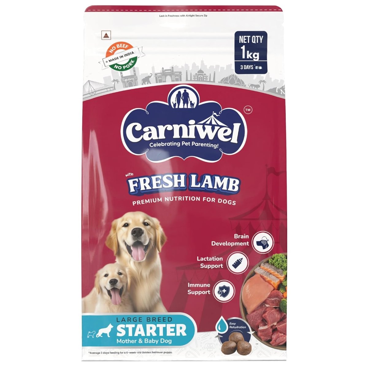 Carniwel Fresh Lamb Starter Large Breed Dry Dog Food - dspetstore.com
