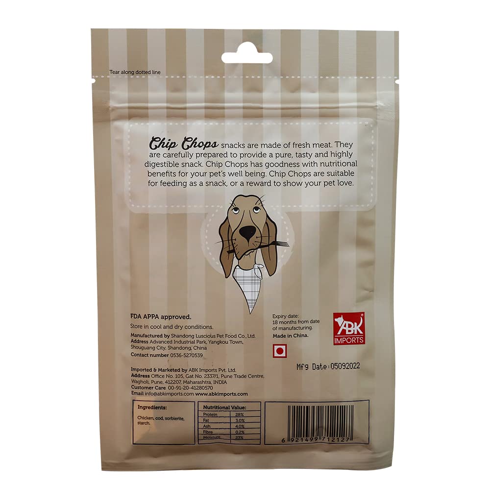 Chip Chops Chicken & Codfish Sandwich Dog Treats.
