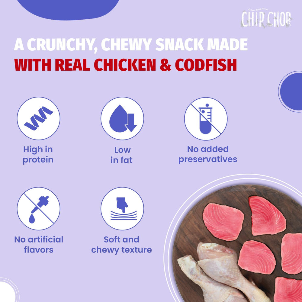 Chip Chops Chicken & Codfish Sandwich Dog Treats.