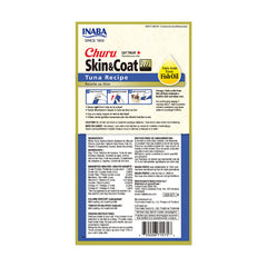 INABA Churu Skin & Coat tuna recipe cat treat packaging on a white background