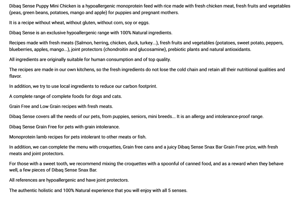 DIBAQ Sense Dog Low Grain Puppy Mini Food - dspetstore.com