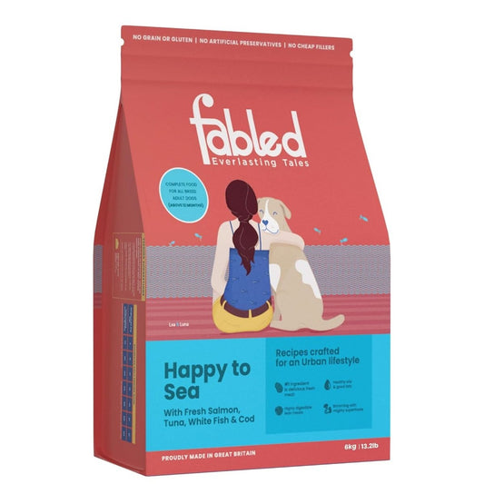 Fabled Happy to Sea Fresh Salmon Tuna White Fish and Cod Adult Dog Dry Food - dspetstore.com