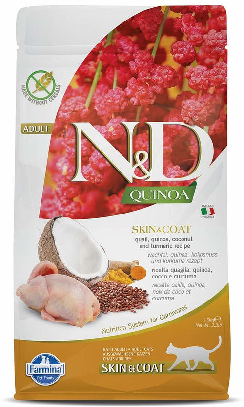 Farmina N&D Dry Cat Food Quinoa Skin & Coat - Quail Grain Free - dspetstore.com