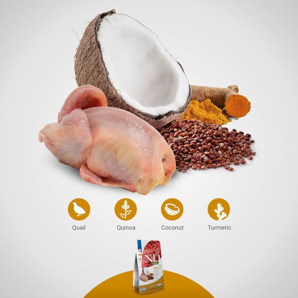 Farmina N&D Dry Cat Food Quinoa Skin & Coat - Quail Grain Free - dspetstore.com
