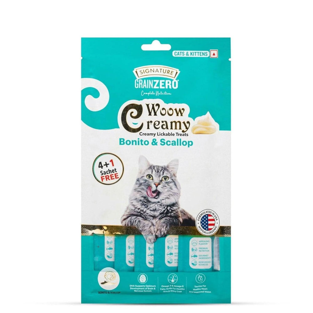 Grain Zero Woow Lickable Treats Combo for Cats & Kittens – Tuna, Chicken, Salmon & Crab – 75 gm Each - dspetstore.com