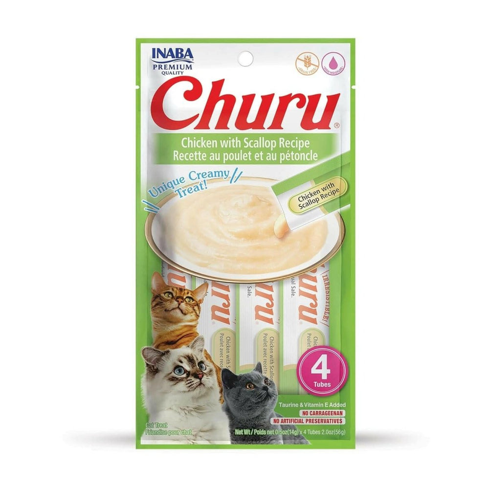 INABA Churu Chicken with Scallop Recipe Lickable Purée Natural Cat Treats USA605A, 56 g - dspetstore.com