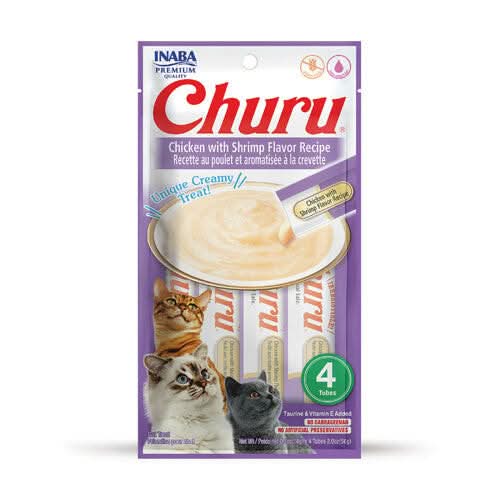 INABA Churu Chicken with Shrimp Recipe Lickable Purée Natural Cat Treats USA608A, 56 g - dspetstore.com