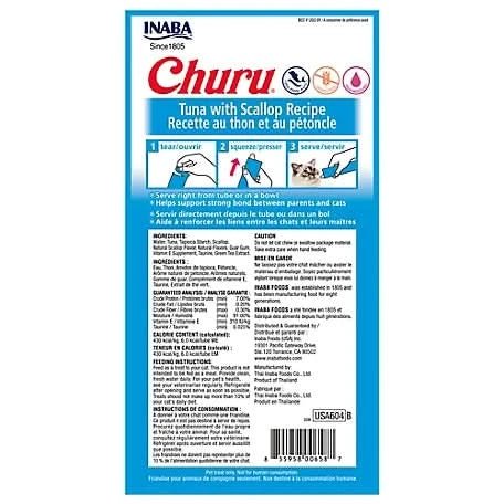 INABA Churu Tuna With Scallop Recipe Lickable Purée Natural Cat Treats USA604A, 56 g (Pack of 1) - dspetstore.com