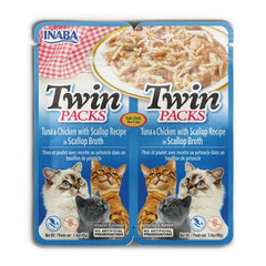 INABA Churu Twins Tuna with Chicken & Scallop Cat Treats USA803B, 80 g (Pack of 1) - dspetstore.com