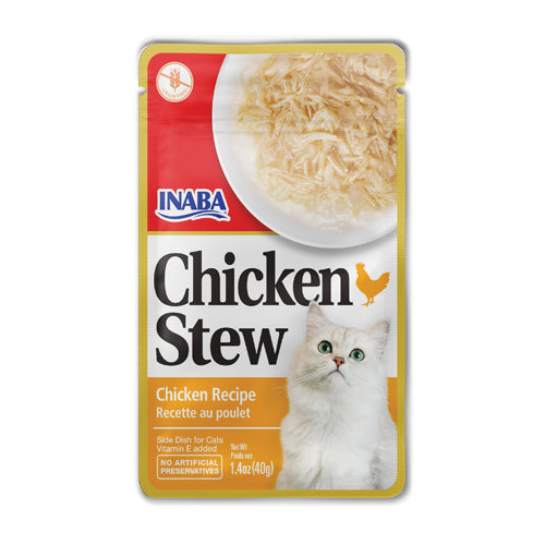Inaba Chicken Stew cat food package on a white background
