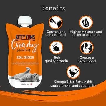 Kitty Yums Lickable Real Chicken Creamy Cat Treat - dspetstore.com