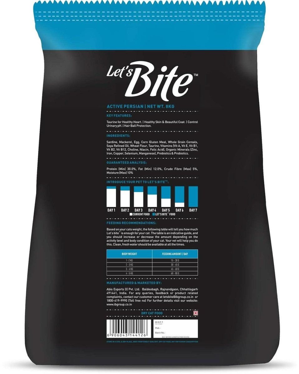 Let's Bite Active Persian Dry Adult Cat Food - dspetstore.com