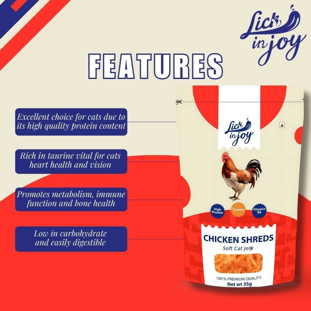 Lick in Joy Soft Cat Jerky All Life Stages Cat Treats, Chicken Shreds, 35 g - dspetstore.com
