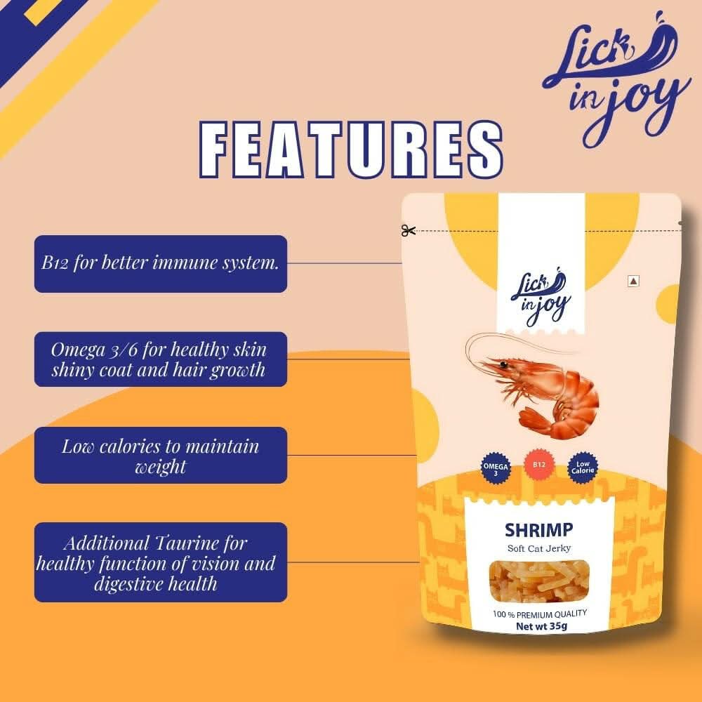Lick in Joy Soft Cat Jerky All Life Stages Cat Treats, Shrimp, 35 g - dspetstore.com