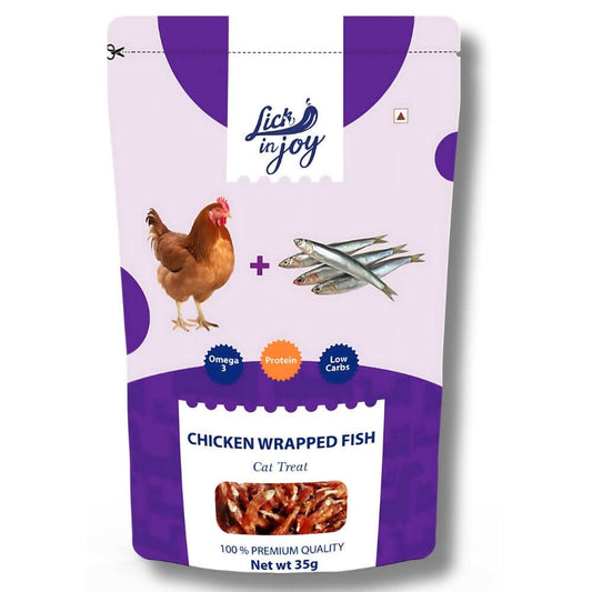 Lick in Joy Soft Cat Jerky All Life Stages Cat Treats,Chicken Wrapped Fish, 35 g - dspetstore.com